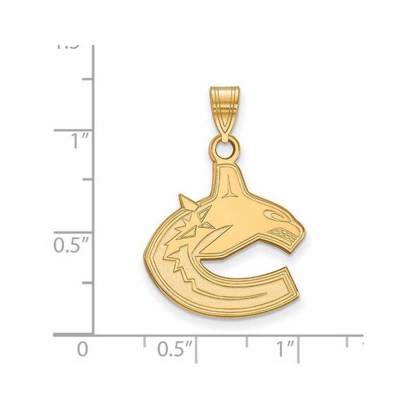 SS 14k Yellow Gold Plated NHL Vancouver Canucks Large Pendant